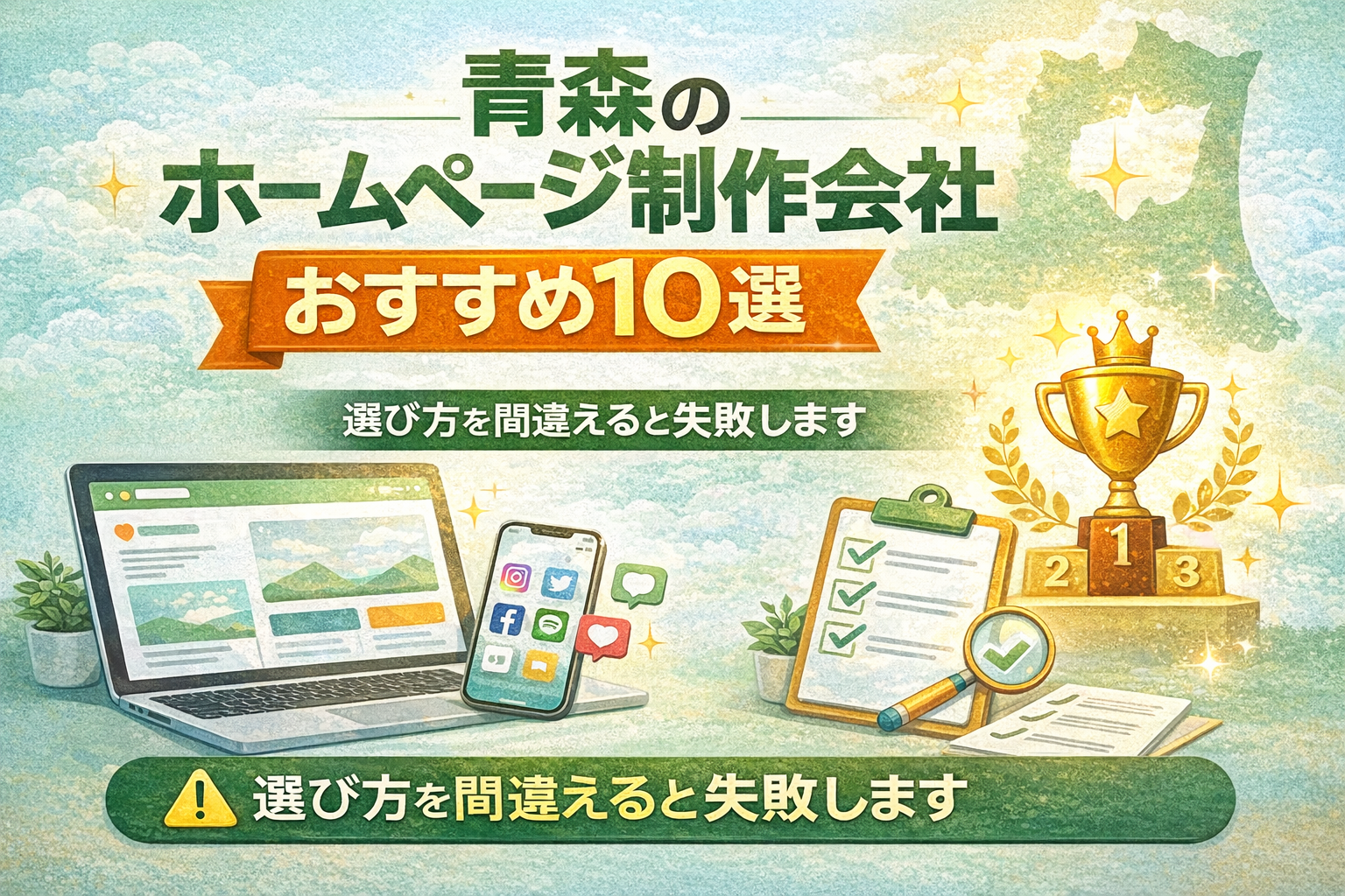 青森のホームページ制作会社おすすめ10選と失敗しない選び方を解説する中小企業向けアイキャッチ画像