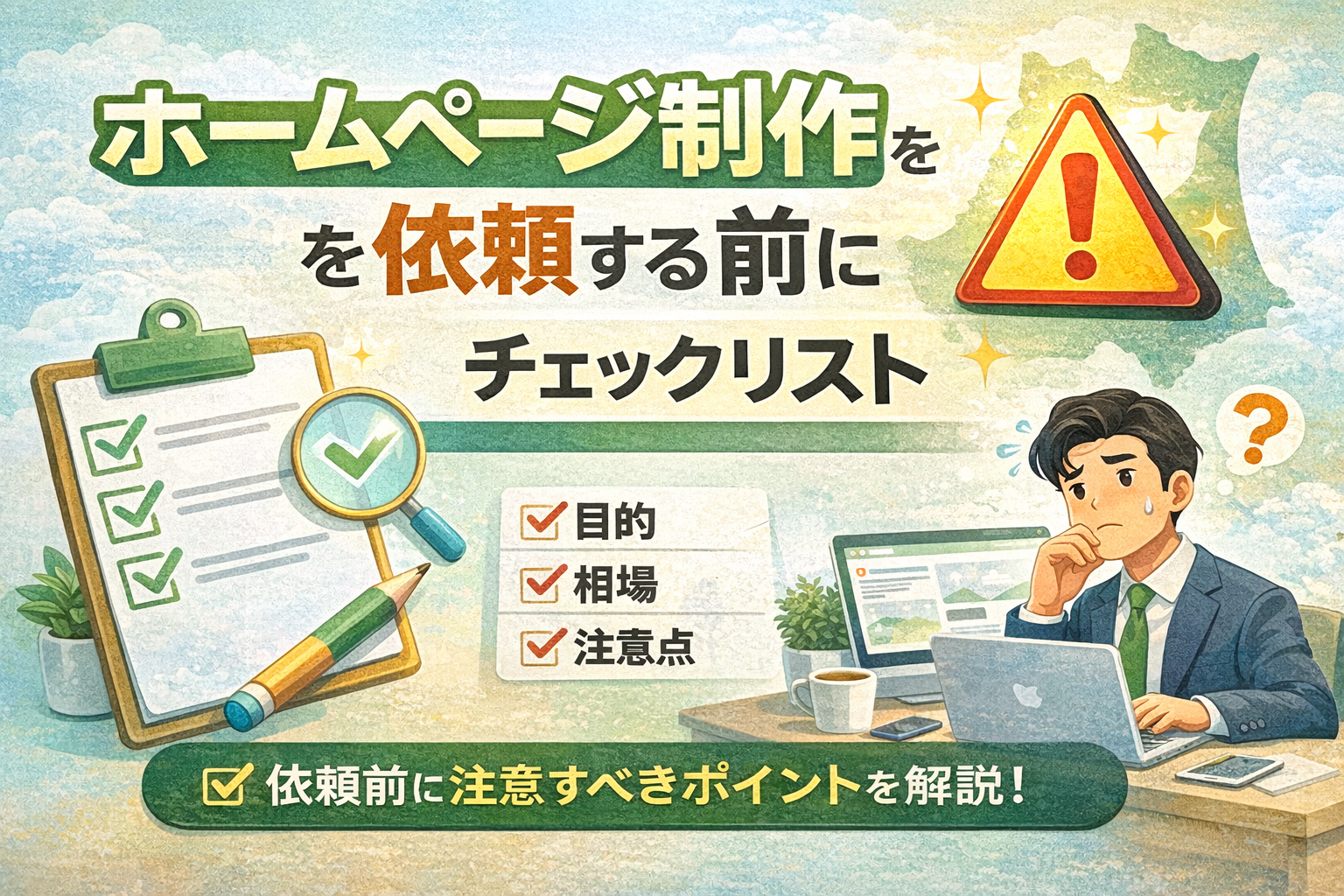 ホームページ制作を依頼する前のチェックリストと注意点を解説する青森の中小企業向けアイキャッチ画像