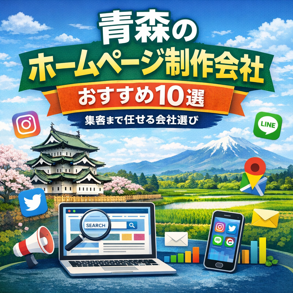 青森のホームページ制作会社おすすめ10選を紹介するアイキャッチ画像