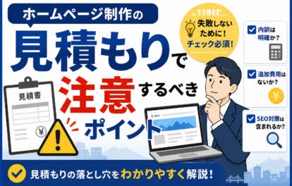 ホームページ制作の見積もりで注意するべきポイントやチェック項目を初心者向けに分かりやすく解説する青森の中小企業向けアイキャッチ画像